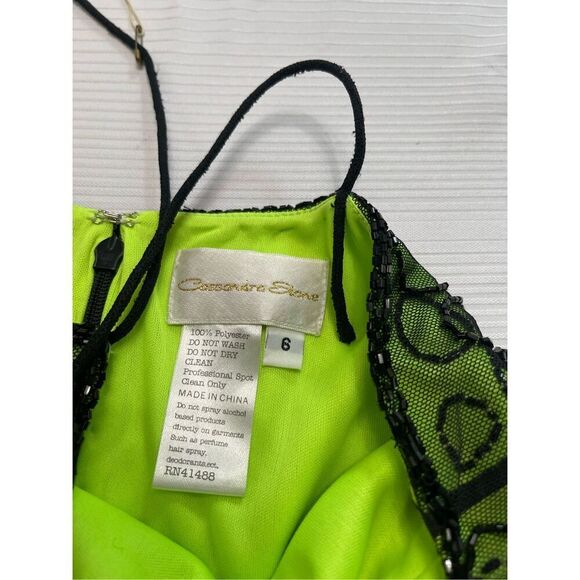 Cassandra Stone Y2k 90s Green Black Beaded Dress Size 6 Read Description - Picture 9 of 13